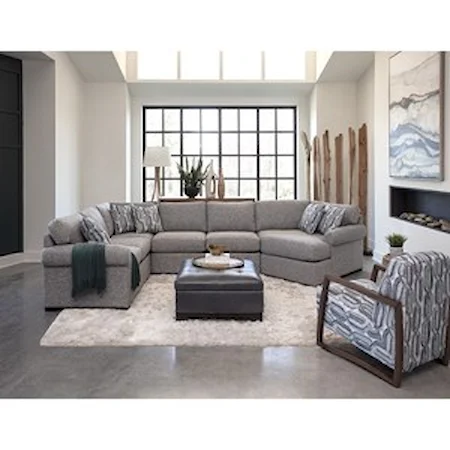 Casual 3-Piece Sectional with Right-Facing Cuddler